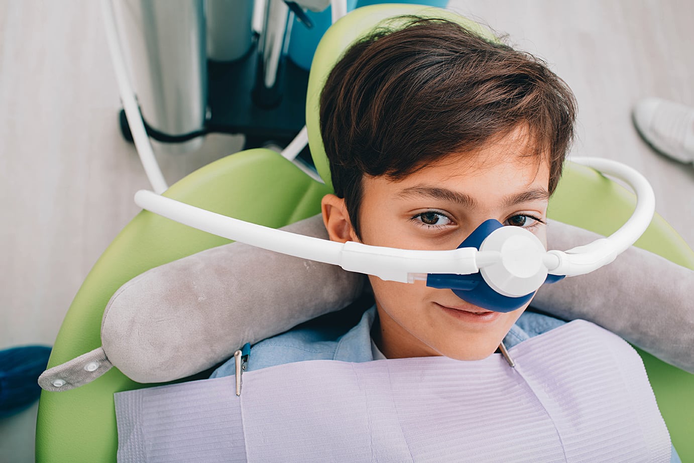 young child during pediatric dental appointment with Nitrous Oxide Sedation in Baton Rouge, LA